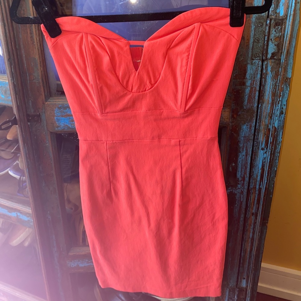 Lovely Day Salmon Pink Strapless Mini Dress